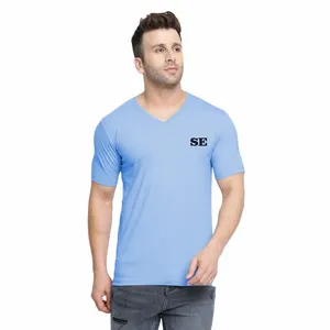 Camiseta com decote em v com estampa rápida, camiseta esportiva masculina personalizada, gola em v