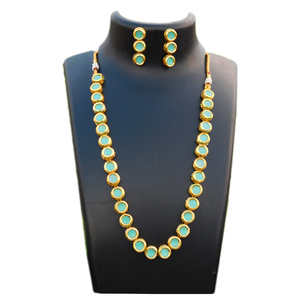 สร้อยคอทองเหลือง Kundan สำหรับผู้หญิงและเด็กหญิง,สไตล์อินเดียโบราณดีไซน์ล่าสุด - Product Image 5