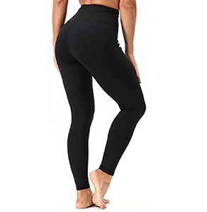 กางเกงโยคะเอวสูงสีดำสำหรับผู้หญิง,กางเกงเลกกิ้งออกกำลังกายแตกขาสีล้วนกางเกงฟิตเนส - Product Image 3