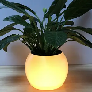 Vaso de flores de resina plástica iluminado, decoração para jardim, áreas externas, grande iluminação