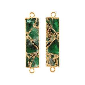 24K ทองชุบเคลือบอิเล็กโทรเพลท์ย้อมสีมรกตโมฮาวีทองแดงแท่งรูปร่างคู่การเชื่อมต่อทำเครื่องประดับทองเหลืองการค้นพบและส่วนประกอบ - Product Image 1