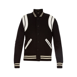 Logotipo personalizado decorado piel de oveja más tamaño Stand Collar Letterman chaqueta con mangas completas Casual invierno cuero poliéster venta - Product Image 6