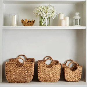 Set of 3 Charming Handwoven Water Hyacinth Baskets/ Storage Baskets/ Laundry Baskets Home Decoration Wholesale