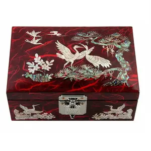 Boîte à bijoux en bois artisanale vietnamienne en nacre avec logo, vente en gros personnalisée - Product Image 1