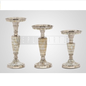 <b>Mother</b> of Pearl Decorative <b>Candle</b> Stand Metal <b>Candle</b> Holder Home Decor Accent Table Centerpiece for Wedding Birthday Party gift - Product Image 3