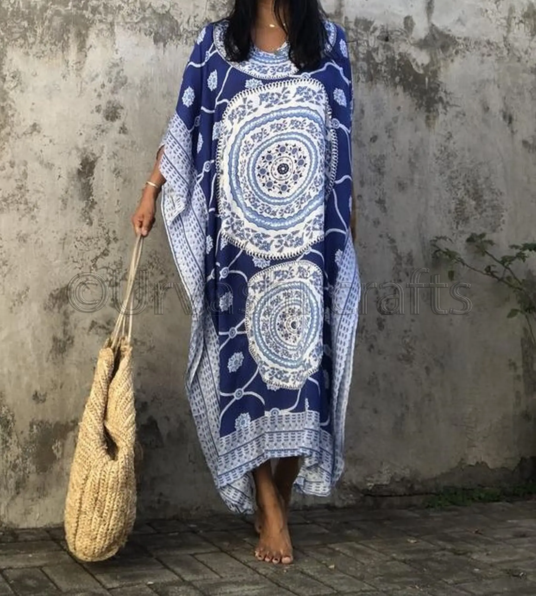 Plus tamaño Kaftan para las mujeres Digital Kaftan vestido bohemio de caftán de Resort
