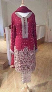 New Trendy Beautiful Heavy Lace Sequined Diamonds Applique Work Natural Waistline Kurta Pant <b>Set</b> - Product Image 2