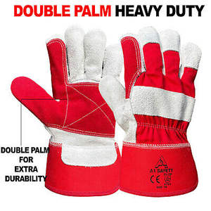 Red Welding Gauntlets Welder Safety Leather Work <b>Gloves</b> Double Palm Rigger Fancy 40cm <b>Long</b> <b>Gloves</b> for Welder - Product Image 3