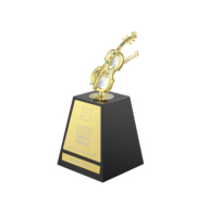 Trophée de musique en métal plaqué or personnalisé Crystocraft, style art populaire, avec cristaux taillés brillants, gravure laser et sérigraphie, Europe