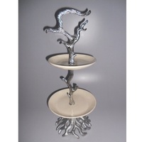 Base para Pastel Decorativa de Metal con Forma de Rama de Árbol, Tapa de Vidrio Dorada, Diseño Moderno, Calidad Alimentaria, Marca DCP, para Bodas y Fiestas, Personalizable
