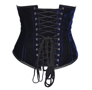 Corsé de satén azul para mujer con hebillas metálicas, faja moldeadora de cintura firme, transpirable, ecológico, diseño de cierre de gancho y ojo. - Product Image 3