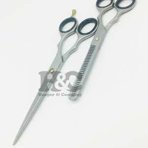 Ciseaux professionnels usine en gros argent noir impression barbier ciseaux ensemble coiffure cheveux ciseaux emballage durable - Product Image 5