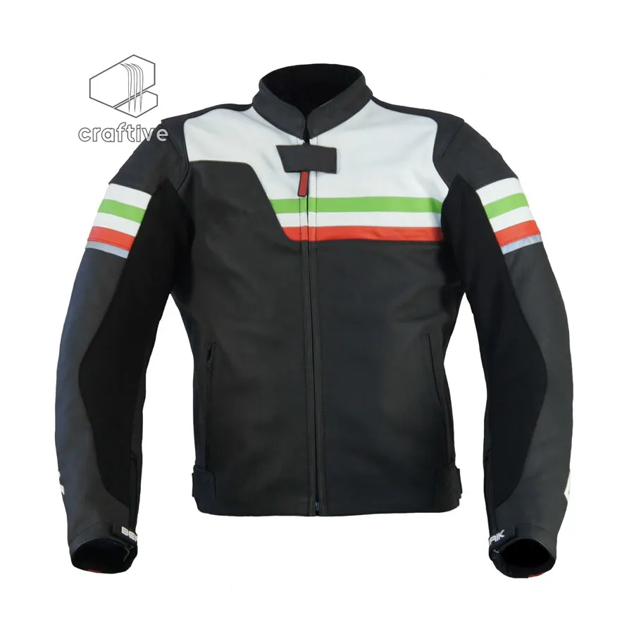 Blouson de motard en cuir pour homme, pour course de moto