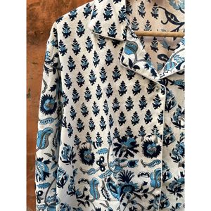 Conjunto de pijama de algodón 100% orgánico para mujer, ropa de dormir con parche estampado, ropa de noche india, color blanco, venta al por mayor - Product Image 6