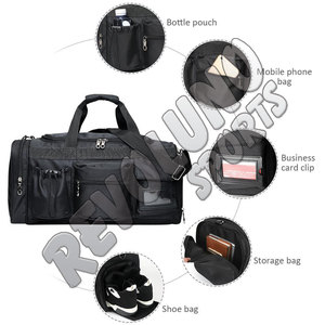Sacs de voyage pour hommes noirs, sacs de voyage en PU imperméables, sacs de voyage pour le bureau, sacs de grande capacité, fournisseur en gros, confortables - Product Image 2