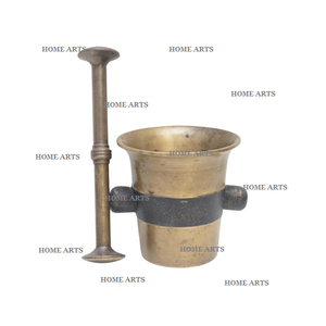 Mortero y Maja de Latón Puro, Mortero y Maja de Latón Pulido de Primera Calidad, Forma Redonda, en Venta - Product Image 5