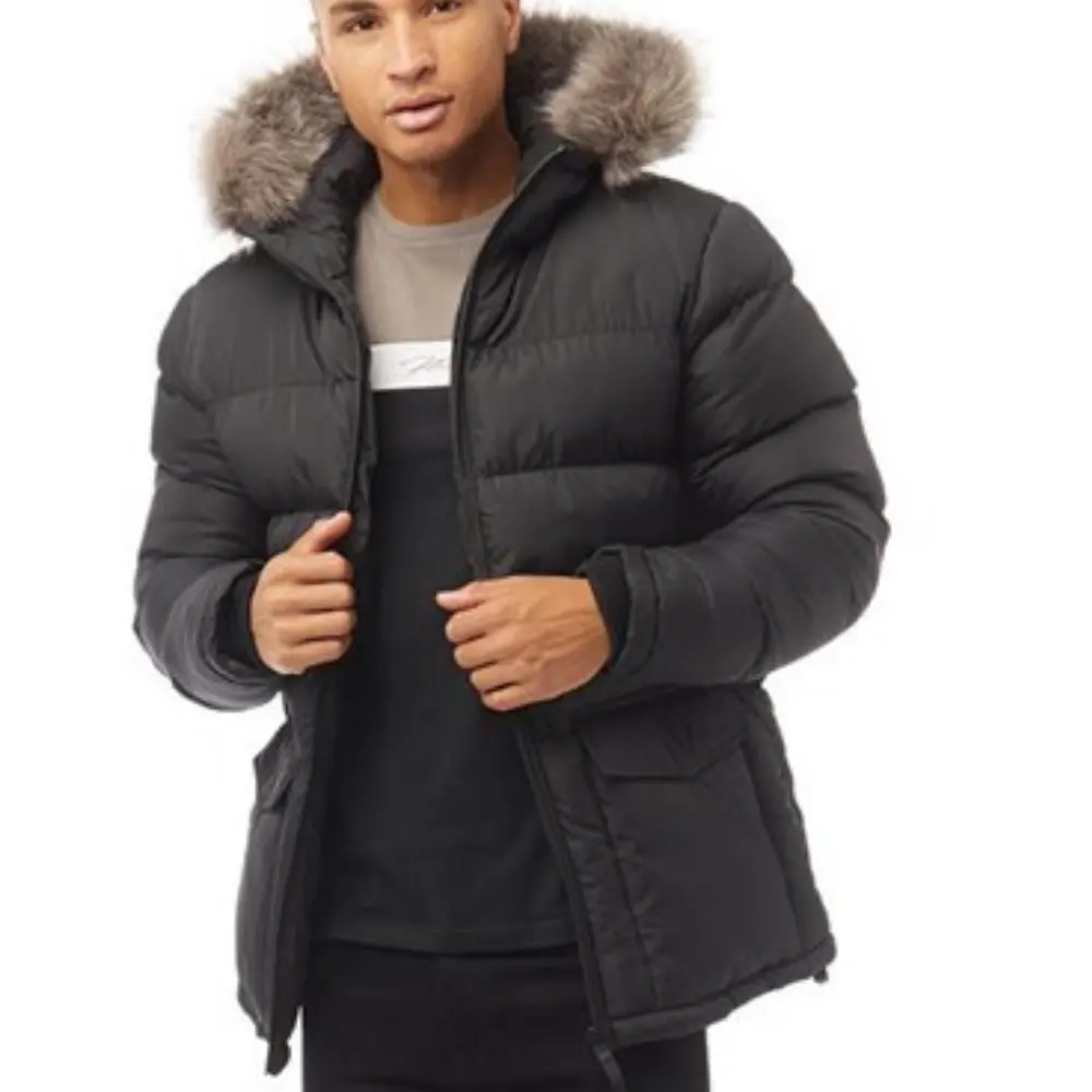 カナダ冬ロングフーディーパーカ卸売パディング屋外プラスサイズジャケット男性用メンズファーフードフグジャケット