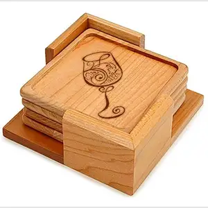 Newest design wood work friendly natural wood coaster with holder for home and office use party with restaurant