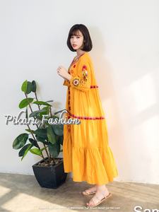 2023 New Collection <b>African</b> Women Embroidered Handmade Bohemian Wholesale Price Floral Cotton Long Maxi Dress - Product Image 4