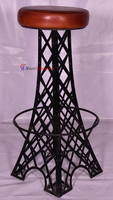 Tabouret de bar industriel en métal avec siège en cuir, style Shiva indien, fait main, pour restaurant, maison, hôtel, comptoir - Vente en gros