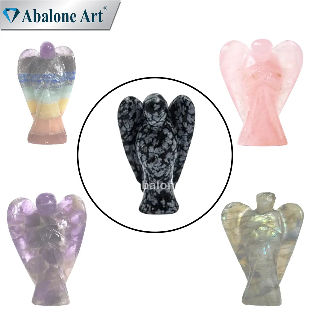 Abalone Art Universal Top Qualität Verkauf Stein geschnitzte Engel Statue aus Schneeflocken Kristall