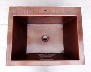 Fregadero de pedestal Rectangular de cobre antiguo Acabado antiguo de cobre completo Personalizable Agujero único Diseño moderno Baño de hotel - Product Image 5