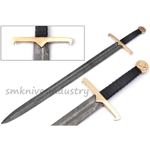 Épée en forme de cœur Lion de damas, 40 pouces, belle épée à Double bord en acier, prête à la chasse, housse fourreau, smk61 - Product Image 2