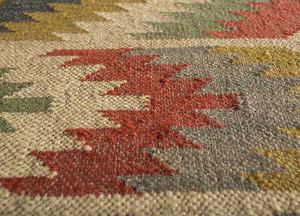 พรมขนสัตว์ถักนิตติมทรงพื้นที่สีแดงขาวลายเรขาคณิตสำหรับตกแต่งบ้านห้องรับแขกห้องรับประทานอาหารผู้ชาย - Product Image 3