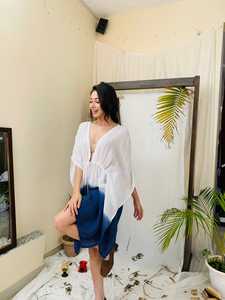 Kaftan indien en coton coloré pour femmes, vêtements d'été, manches courtes, encolure en v, style bohème, vente en gros, - Product Image 2