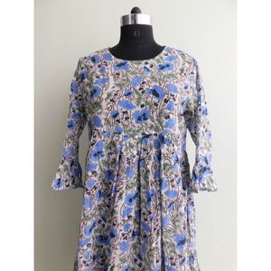 Designer indien femmes moderne printemps décontracté tuniques main bloc imprimé coton parole longueur robe à la main Double 100% coton - Product Image 2