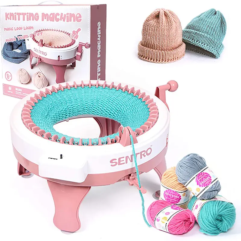 Máquina de tejer de plástico para niños y adultos, 48 agujas, circular, redondo, artesanal, sombrero, calcetines, bufandas, bufanda, manta, regalo para principiantes