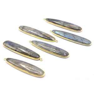 Labradorite Longue Forme de Poire Lunette en Argent Sterling 925 Pendentif Plaqué Or Fabrication de Bijoux Artisanaux - Product Image 3