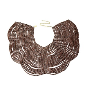 Collier drapé en perles de bois chrétien pour cadeau de mariage, bijoux en bois naturel noir avec chaîne à maillons pour occasions de fête - Product Image 6