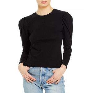 T-shirt uni en coton 100% à manches longues pour femmes et jeunes filles, OEM. - Product Image 1