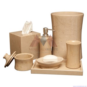 Juego de Accesorios de Baño de Mármol Beige Verona de Alta Calidad, Estilo Piedra Artística, Decoración para el Hogar 2025, Hecho a Mano, Certificado ISO9001 - Product Image 3