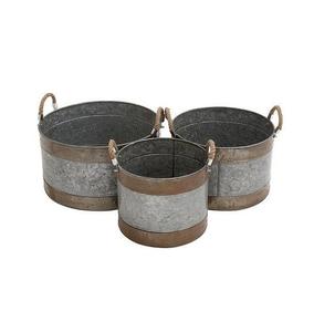 Macetas y macetas de jardín negro, macetas de Metal galvanizado con soporte de junta, cesta de plantas negra Vintage de lujo moderna - Product Image 3