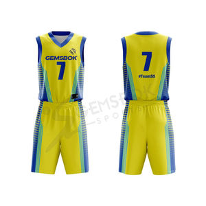 ชุดบาสเกตบอลแบบกำหนดเองชุดเครื่องแบบบุรุษที่มีคุณภาพสูงโพลีเอสเตอร์100% QuickDry ชุดบาสเกตบอลขายส่งที่กำหนดเองพิมพ์ - Product Image 1