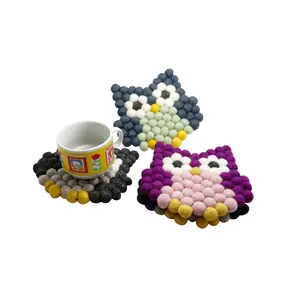 El yapımı keçe topu baykuş şekilli Coaster/çay bardağı tutucu