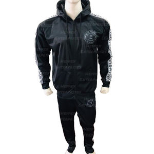 Survêtement pour hommes, couleur noire, avec veste à fermeture éclair et pantalon à cordon, tenue de Jogging, nouvelle collection 2020 - Product Image 1