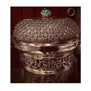 Plat de service chauffant pour mariage, qualité supérieure, en acier inoxydable, design feuille, support doré, capacité personnalisable - Product Image 4