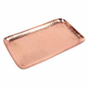 Buenas Bandejas para servir bandejas rectangulares cuadradas hechas de cobre con acabado martillado batido estilo otomano aspecto rústico antiguo - Product Image 5