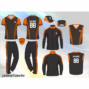 最新印刷团队名称运动板球球衣和全套制服，带衣领，颜色漂亮