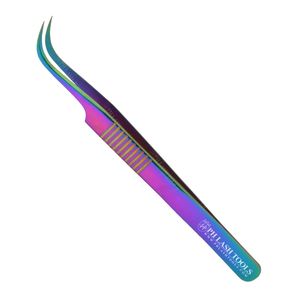 Pince à épiler en acier inoxydable pour cils, Design avec poignée au doigt, dans étiquette privée multicolore, pince à cils à pointe incurvée, large, 9 styles - Product Image 3