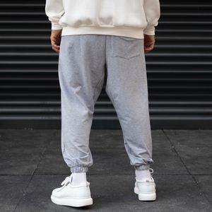 Pantalons de survêtement pour homme en coton 100% léger, coupe large, taille élastique à la cheville, tendance streetwear gris chiné, pantalon de randonnée 2023 - Product Image 5