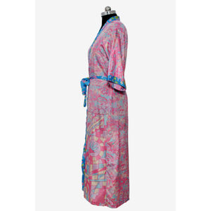 Sari Indio de Seda Transpirable con Estampado Abstracto, Talla Grande, Ropa de Dormir de Verano, Bata Larga, Kimono Étnico, Ropa de Dormir Maxi para Adolescentes - Product Image 3