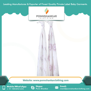 <b>Baby</b> Receiving Blankets Indian Factory Supply Wholesale Custom Made <b>Muslin</b> Swaddle Blanket - Product Image 3