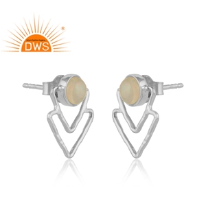 Boucles d'oreilles en pierre précieuse naturelle, en forme de Triangle en argent massif 925, fournitures de bijoux - Product Image 2
