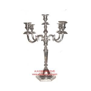 Candélabre 5 bougies avec tige à facettes candélabres faits à la main plaqués argent pour la décoration de Noël candélabres de table brillants - Product Image 1