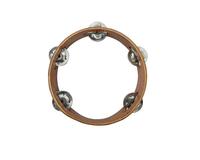 Handmade Natural Wooden Tambourine Single Row 5 Pair Jingles 7" Percussion Musical Instrument