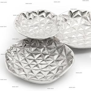 Ensemble de trois plats de service en aluminium couleur argent pour bonbons, dattes de forme ronde pour la maison - Product Image 3
